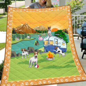 Jack Russell Go Camping Quilt  Quilt